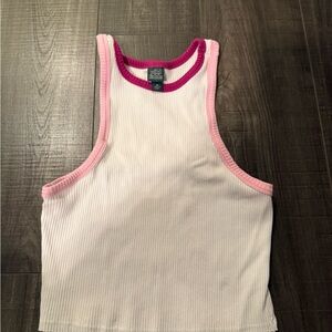 Wild Fable White Tank with Pink Accents